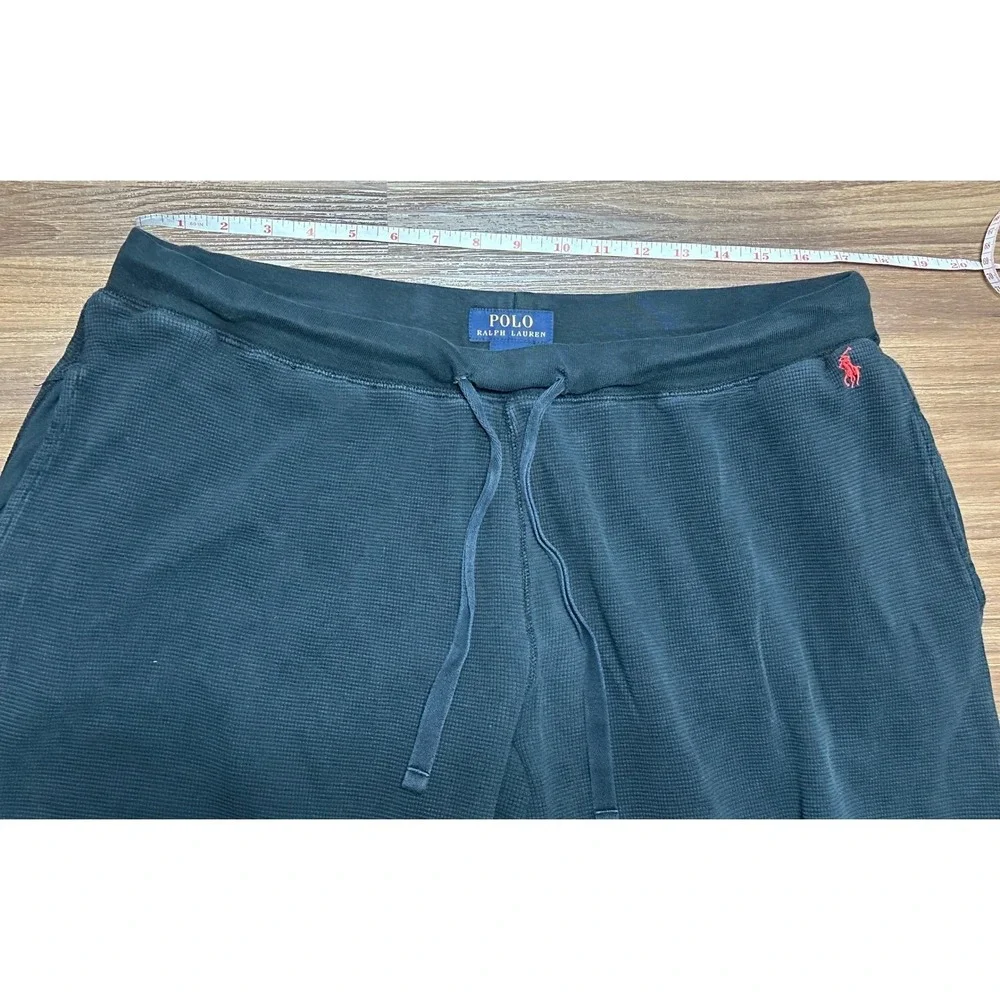 Polo Ralph Lauren Black Waffle Knit Wide Leg Baggy Lounge Pants Sz XL